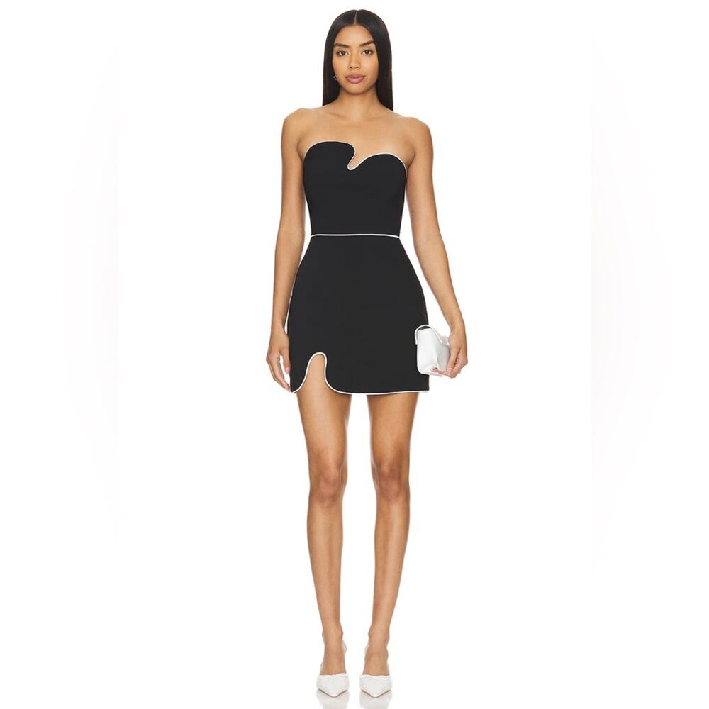 Amanda Uprichard Strapless Puzzle Mini Dress Black / White XL